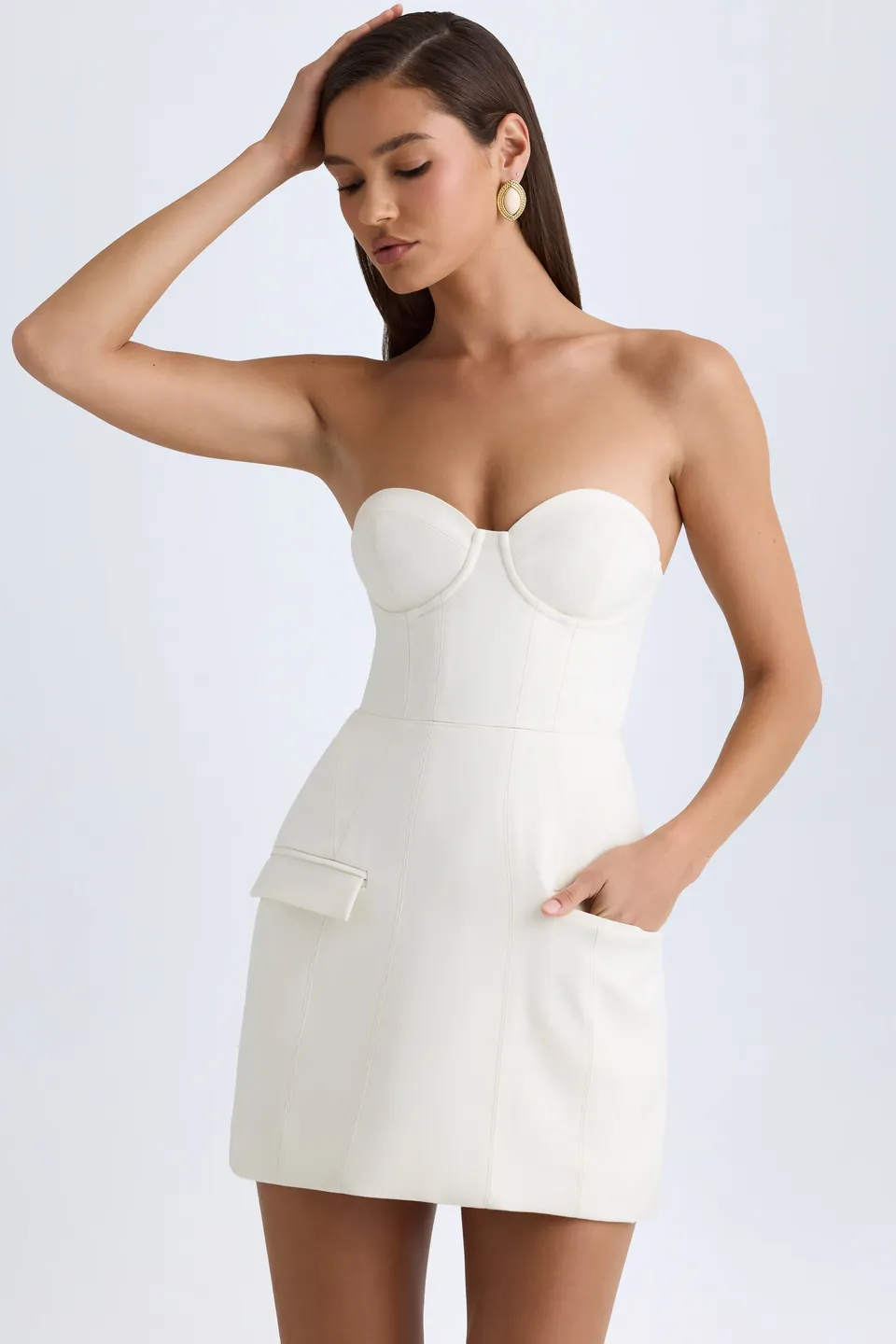 Oh Polly Arta Mini Robe Vanille Bustier Corset