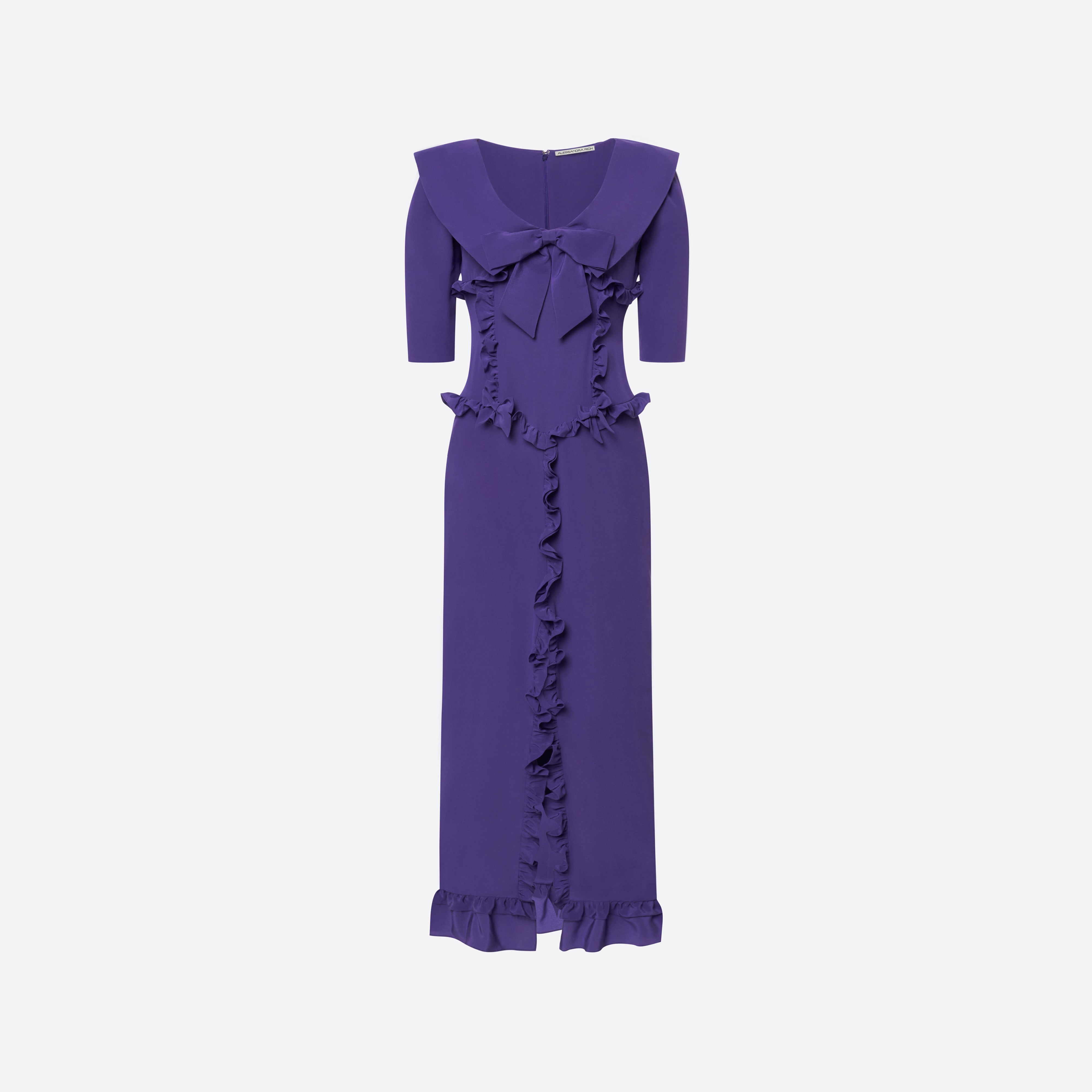 Alessandra Rich Dresses robe midi soie violet volants 38