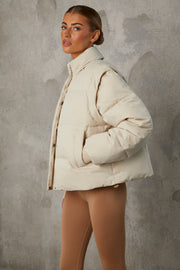 Oh Polly Essential doudoune cropped sand manches amovibles