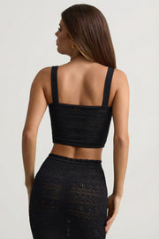 Oh Polly Yolanda 13821 crop top noir col carré coton