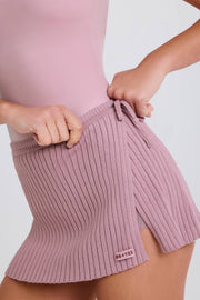 Oh Polly Ribbed Knit Skort Jupe-Short Mauve Coton
