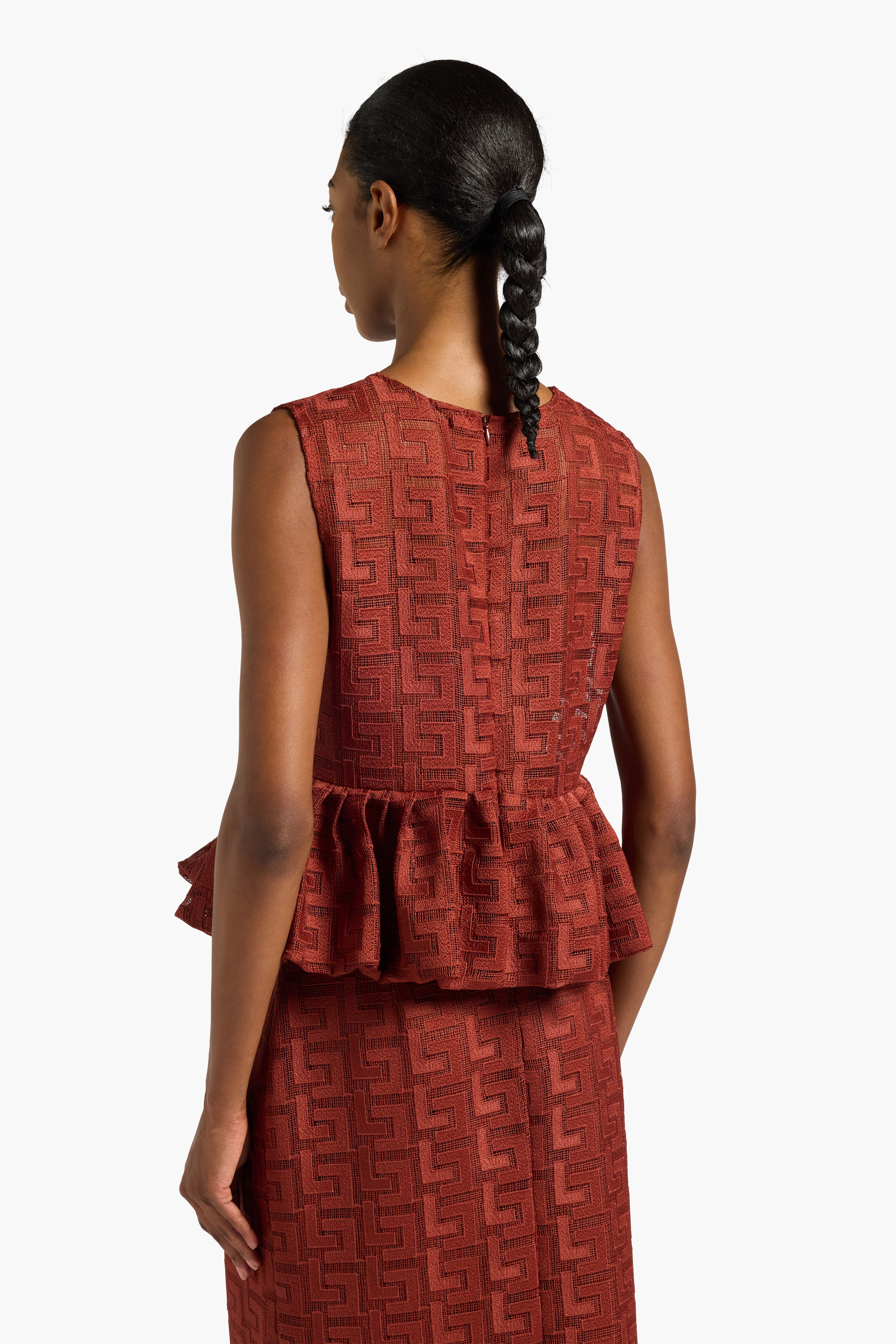Liviana Conti Brigitte top femme cannelle macramé