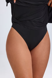 Oh Polly Shirin robe mini noire dos nu moulante