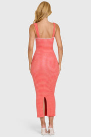 Oh Polly Dresses robe midaxi rouge vichy Lorie modal