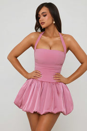 Oh Polly Ludmila robe mini corset mauve dos lacé