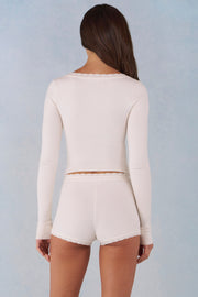 Oh Polly Shorts mini short maille ivoire taille mi-haute S