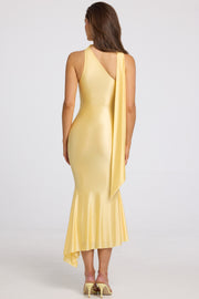 Oh Polly Shaya robe midaxi jaune beurre foulard