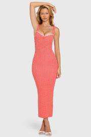 Oh Polly Dresses robe midaxi rouge vichy Lorie modal