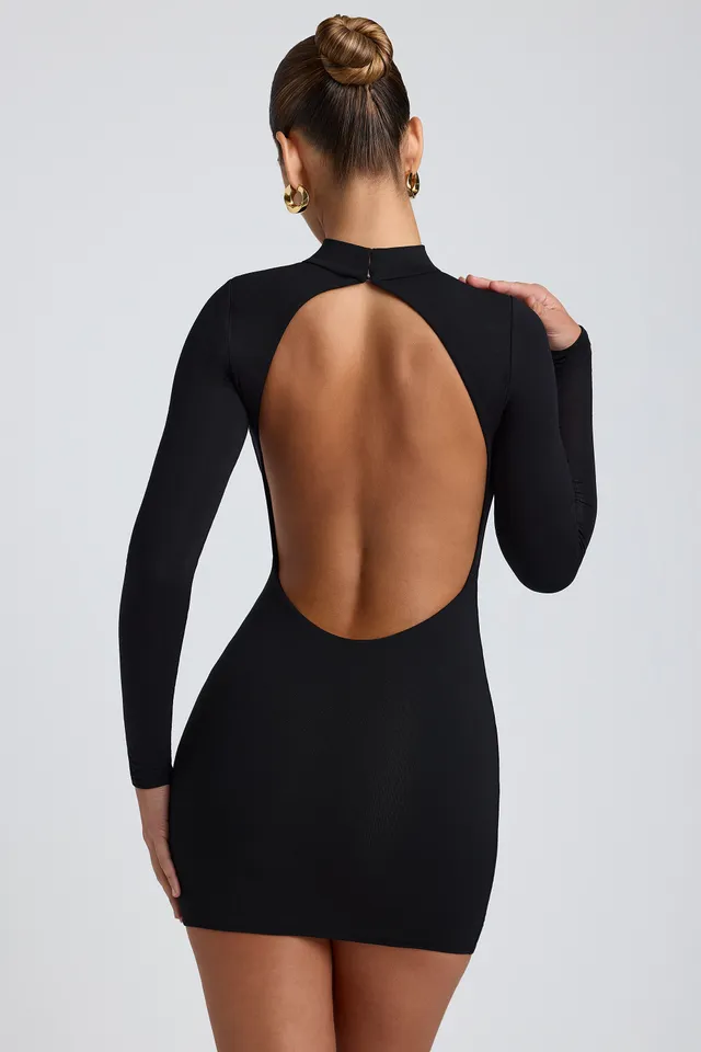 Oh Polly Dresses 8484 mini robe noire dos nu modal