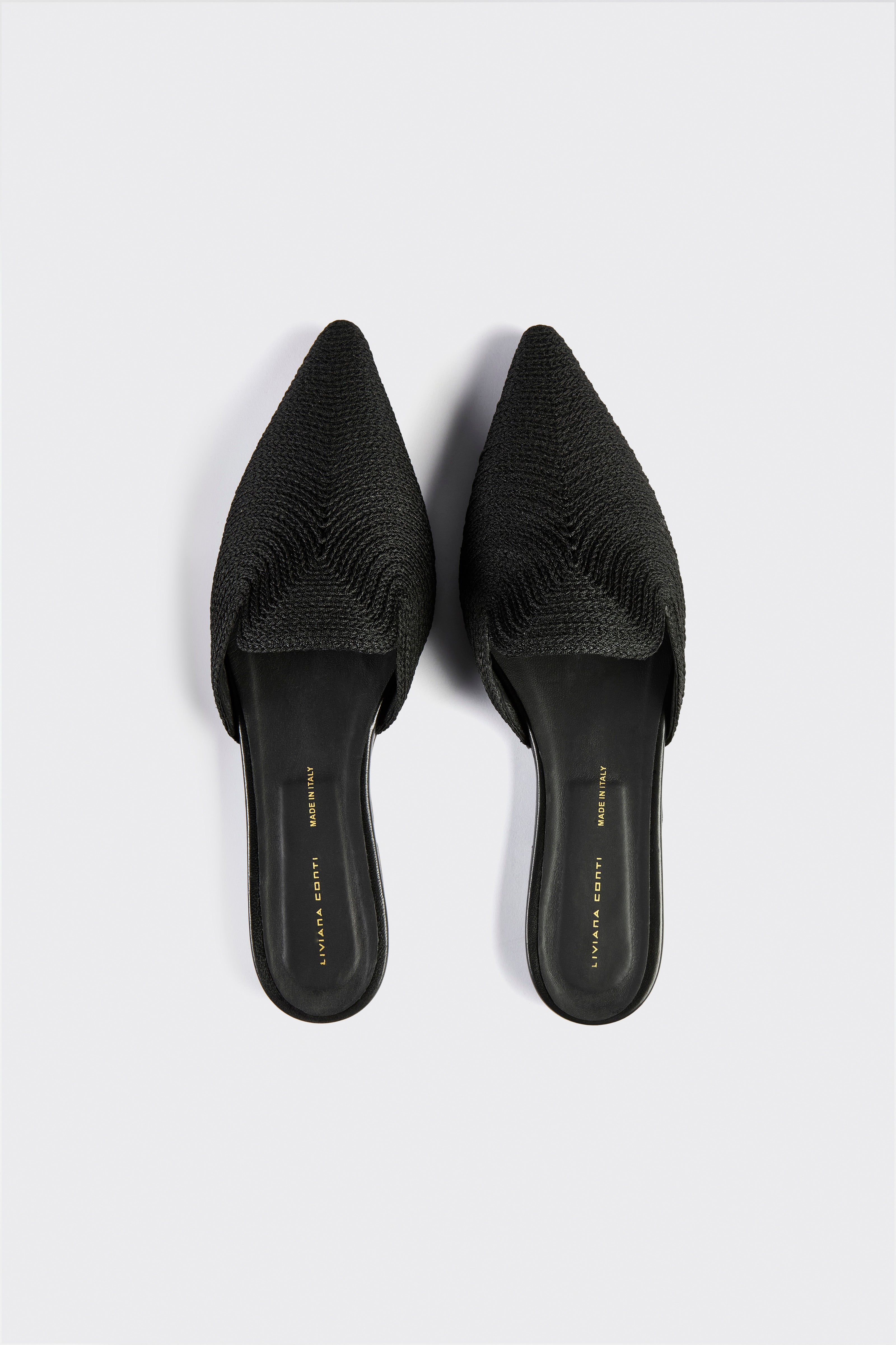 Liviana Conti Yasmine mules noires crochet pointues