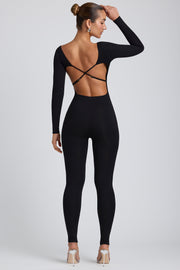 Oh Polly 8122 combinaison noire modal petite dos croisé