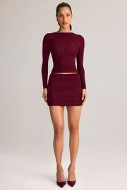 Oh Polly Cali 8640 mini jupe rouge vin froncée