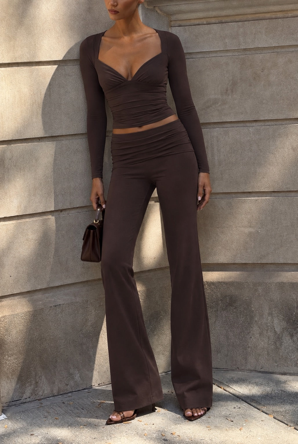 Oh Polly Hollis 6205 pantalon marron modal mi-haute