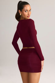 Oh Polly Cali 8640 mini jupe rouge vin froncée