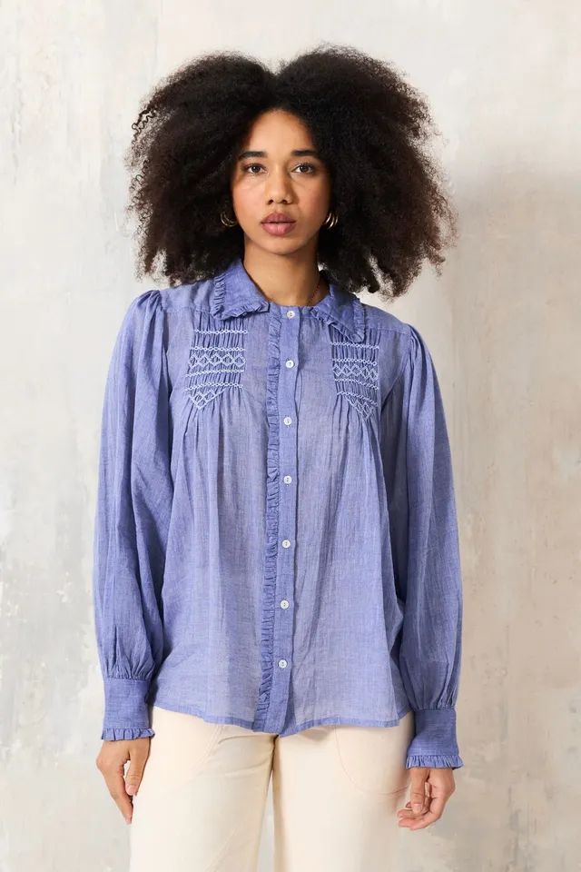 Chicosoleil Tops Candie chemise bleue chambray coton