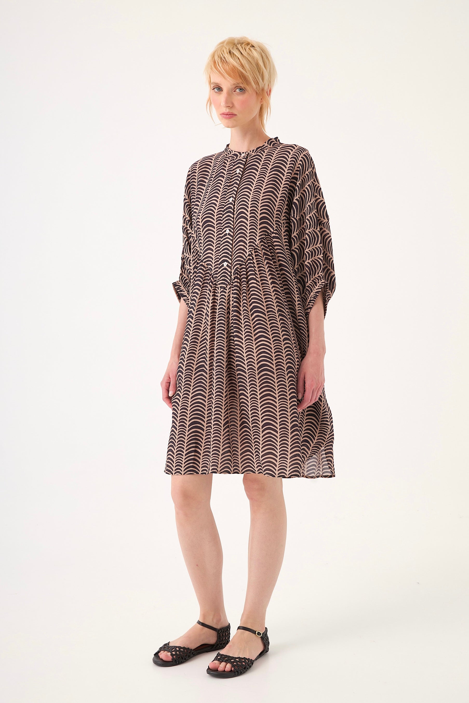 CHICOSOLEIL ROBES Robe AGATHE satin viscose sable d'ébène