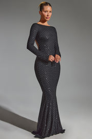 Oh Polly Jailene robe de soirée noire dos nu strass