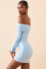 Oh Polly Oriana mini robe bleu glace modal épaules nues