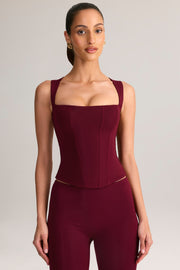Oh Polly Vivee top bordeaux col carré moulant modal