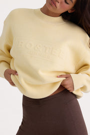 Oh Polly BT1986 pull oversize jaune citron coton côtelé