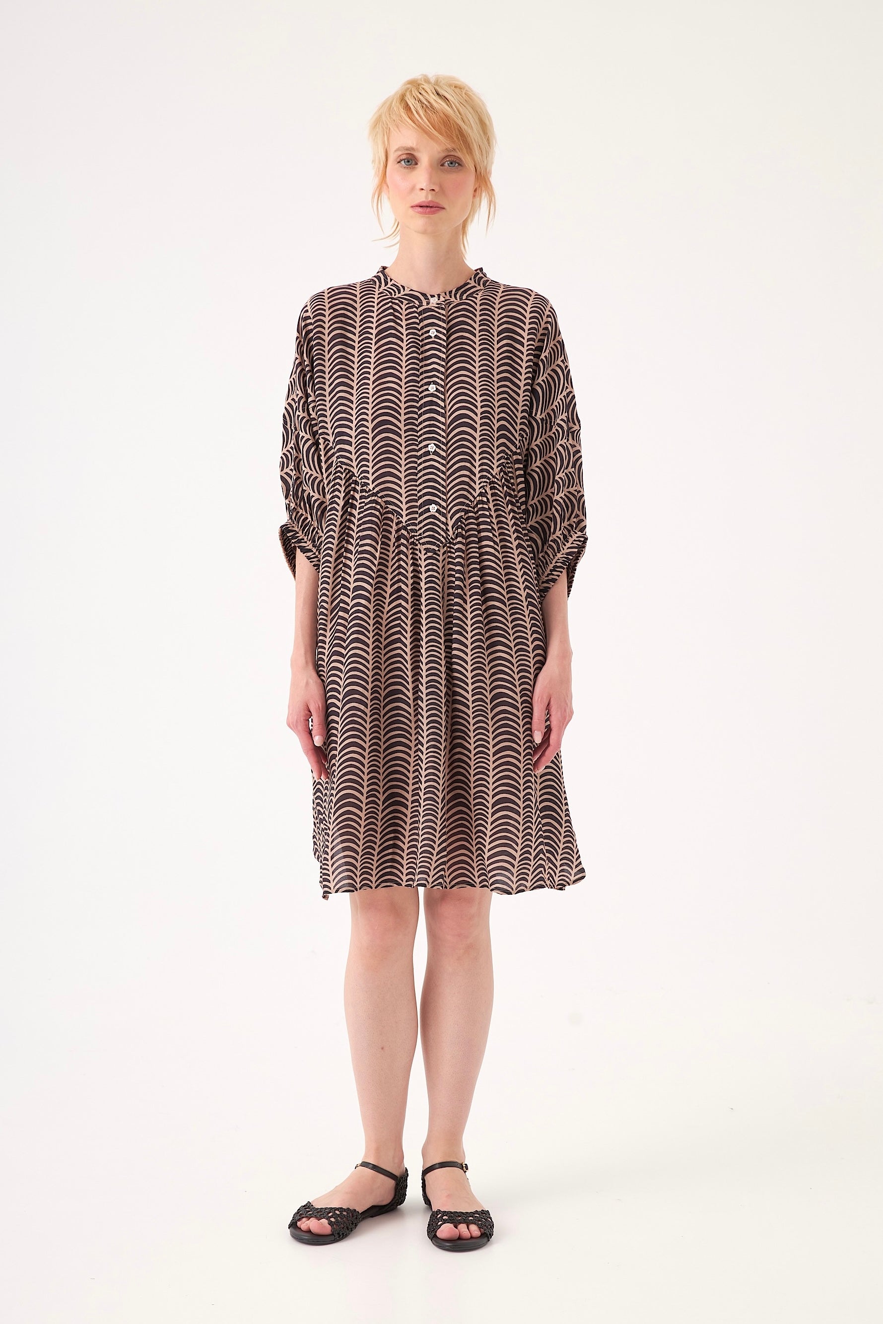 CHICOSOLEIL ROBES Robe AGATHE satin viscose sable d'ébène