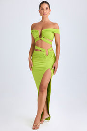Oh Polly Urara Jupe Maxi Vert Lime Découpes Fendue