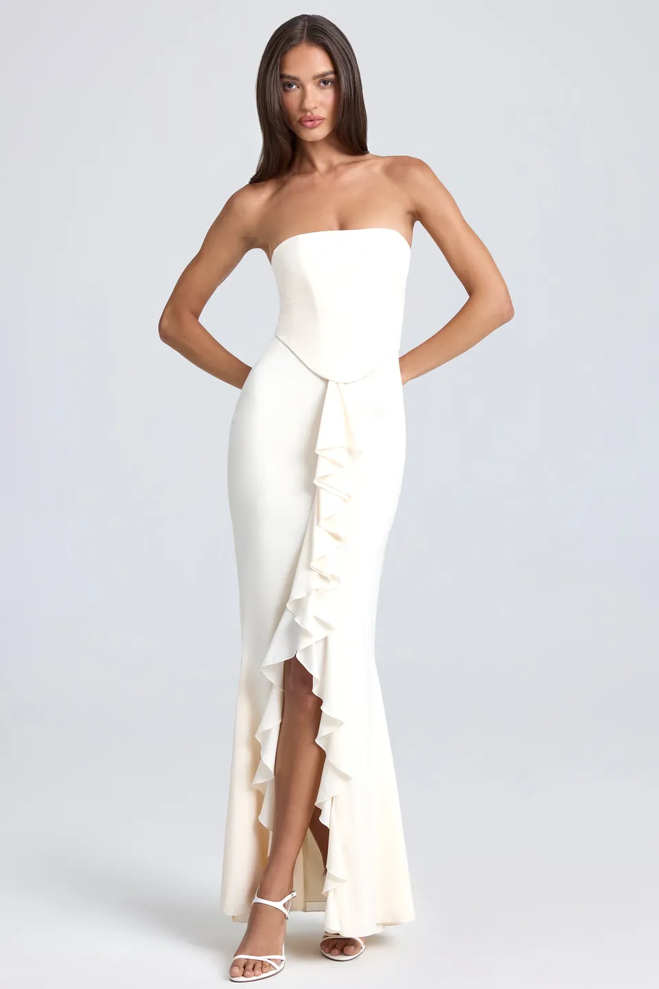 Oh Polly Tallulah robe bustier ivoire volants sirène
