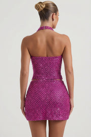 Oh Polly Querida mini jupe magenta paillettes cœur