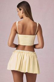 Oh Polly Skirts Mini Jupe Jaune Rayée Coton Élastique