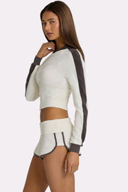 Oh Polly Veste Zippée Terry Coconut Éponge Coton Courte