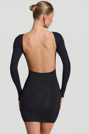 Oh Polly Lyla robe mini noire dos nu modal