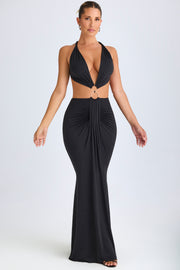 Oh Polly Omarosa robe maxi noire découpée jersey