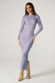 Oh Polly Embellished Yasmin Robe Longue Bleue Strass