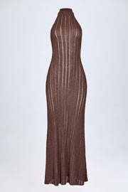 Oh Polly Solara Robe Maxi Bronze Dos Nu Col Montant