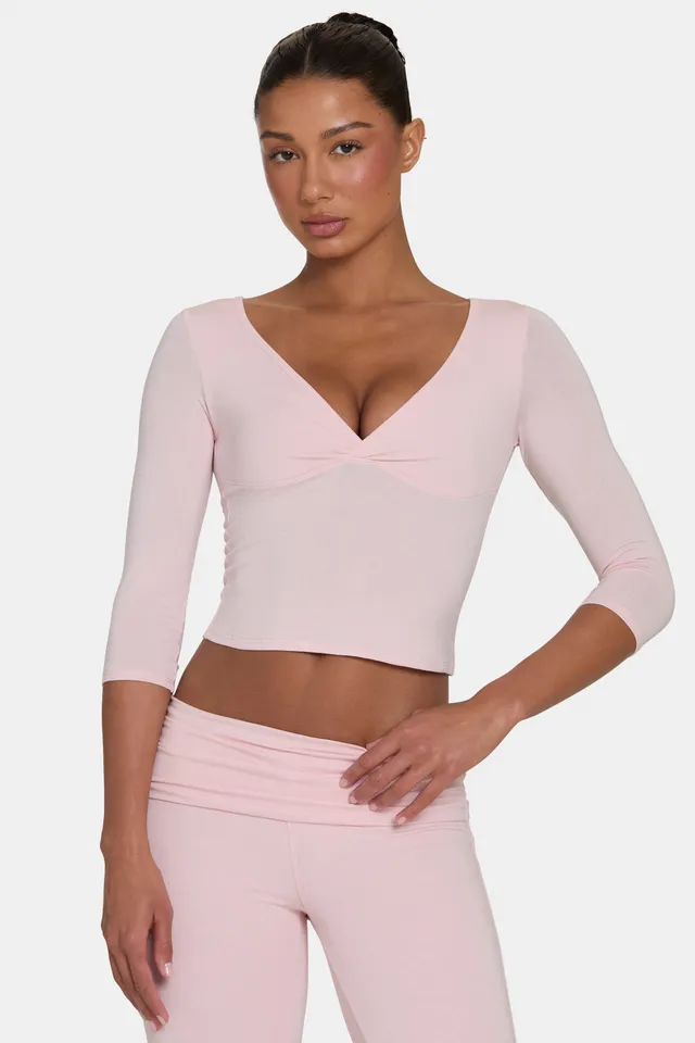 Oh Polly Tops ButterCloud 3/4 Sleeve Top haut rose blush stretch
