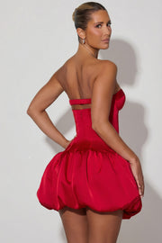 Oh Polly Maribel robe mini rouge bustier satin