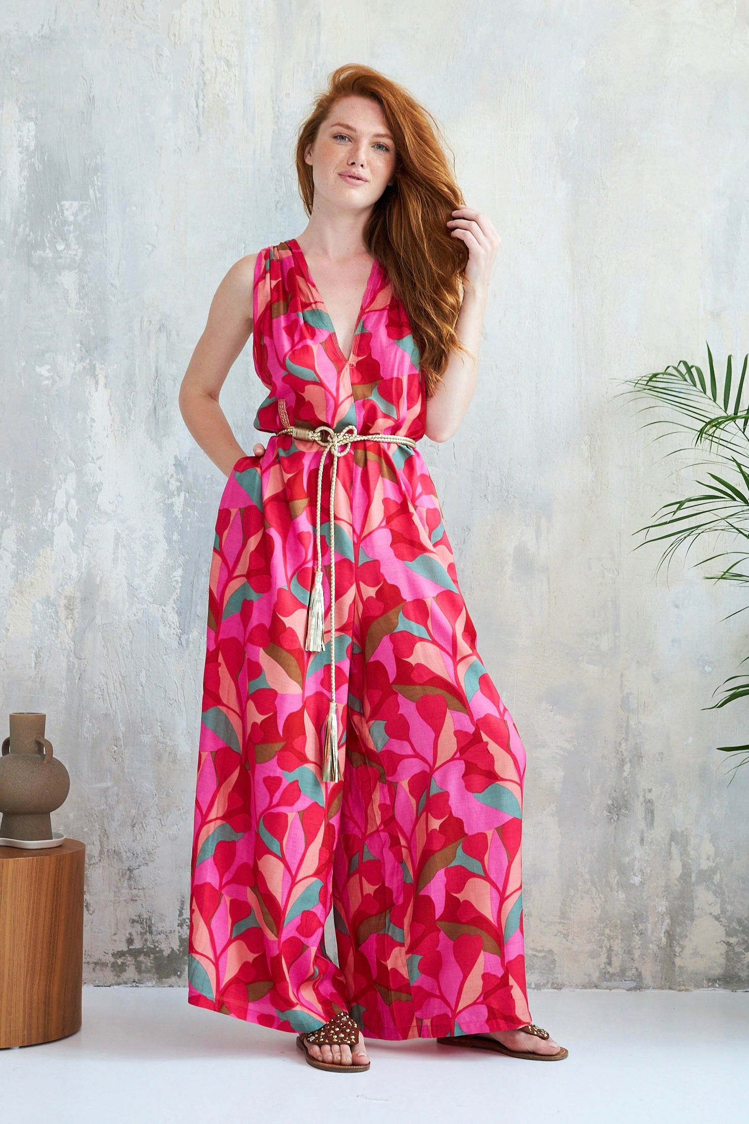 Chicosoleil Sharon combinaison rose satin viscose fluide
