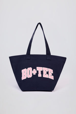 Bo+Tee tote bag cabas toile bleu marine coton zippé