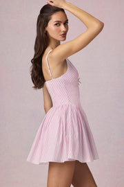 Oh Polly Dresses 14401 mini robe trapèze mauve Soft Mauve Stripe