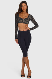 Oh Polly Tops Scout Crop Top Dentelle Noir Stretch