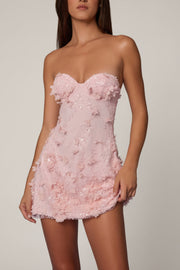 Oh Polly Embellished Edita robe mini rose sequins fleurs