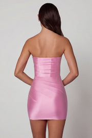 Oh Polly Yesenia 13155B mini robe rose pâle satin corset