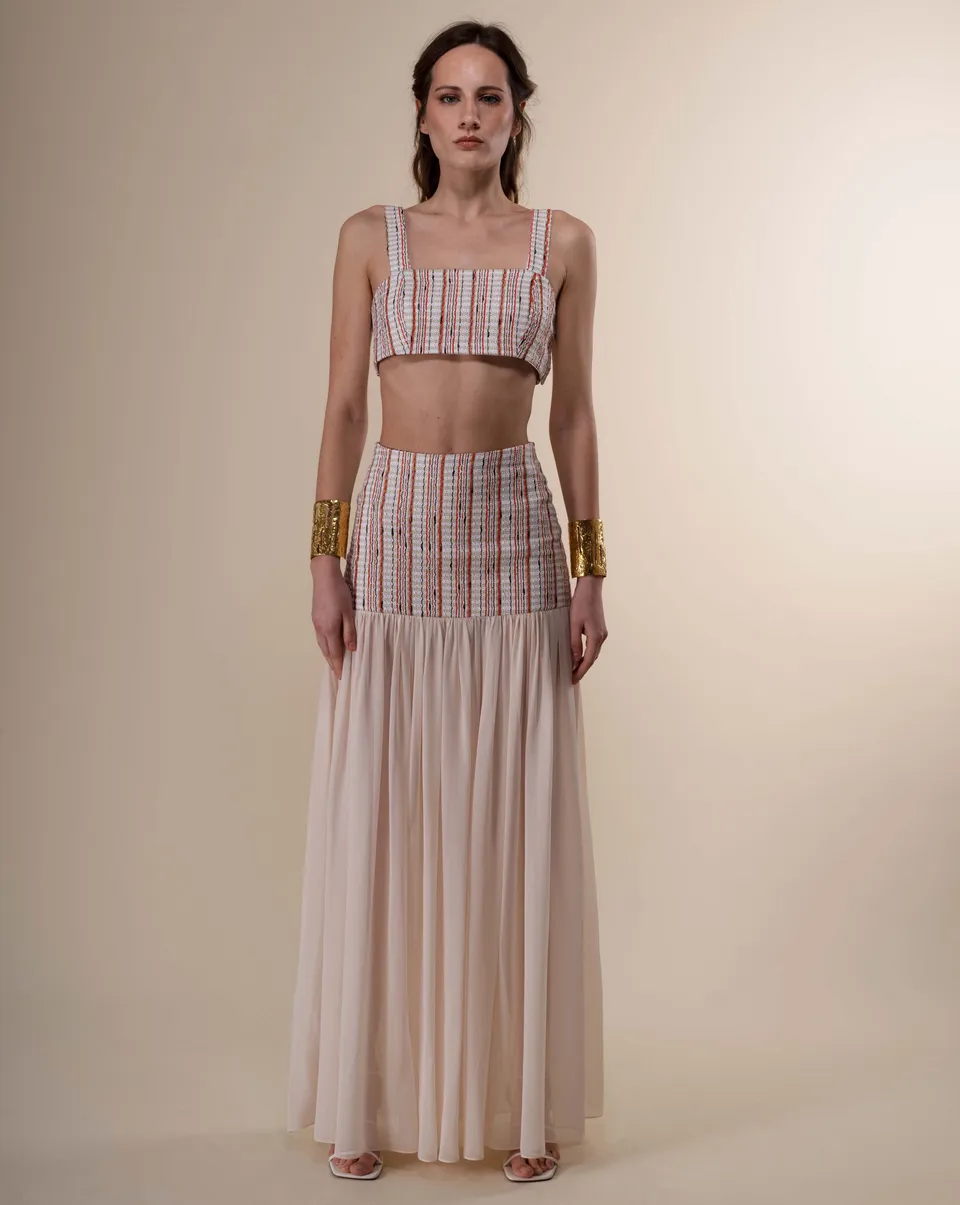 The Ethiquette Hemera jupe taille S tweed et mousseline