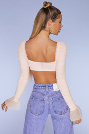 Oh Polly Chamonix top crop rose manches longues mesh