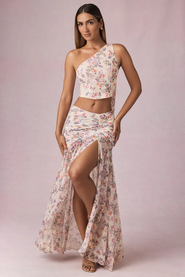 Oh Polly Romy jupe maxi primrose fleurie asymétrique