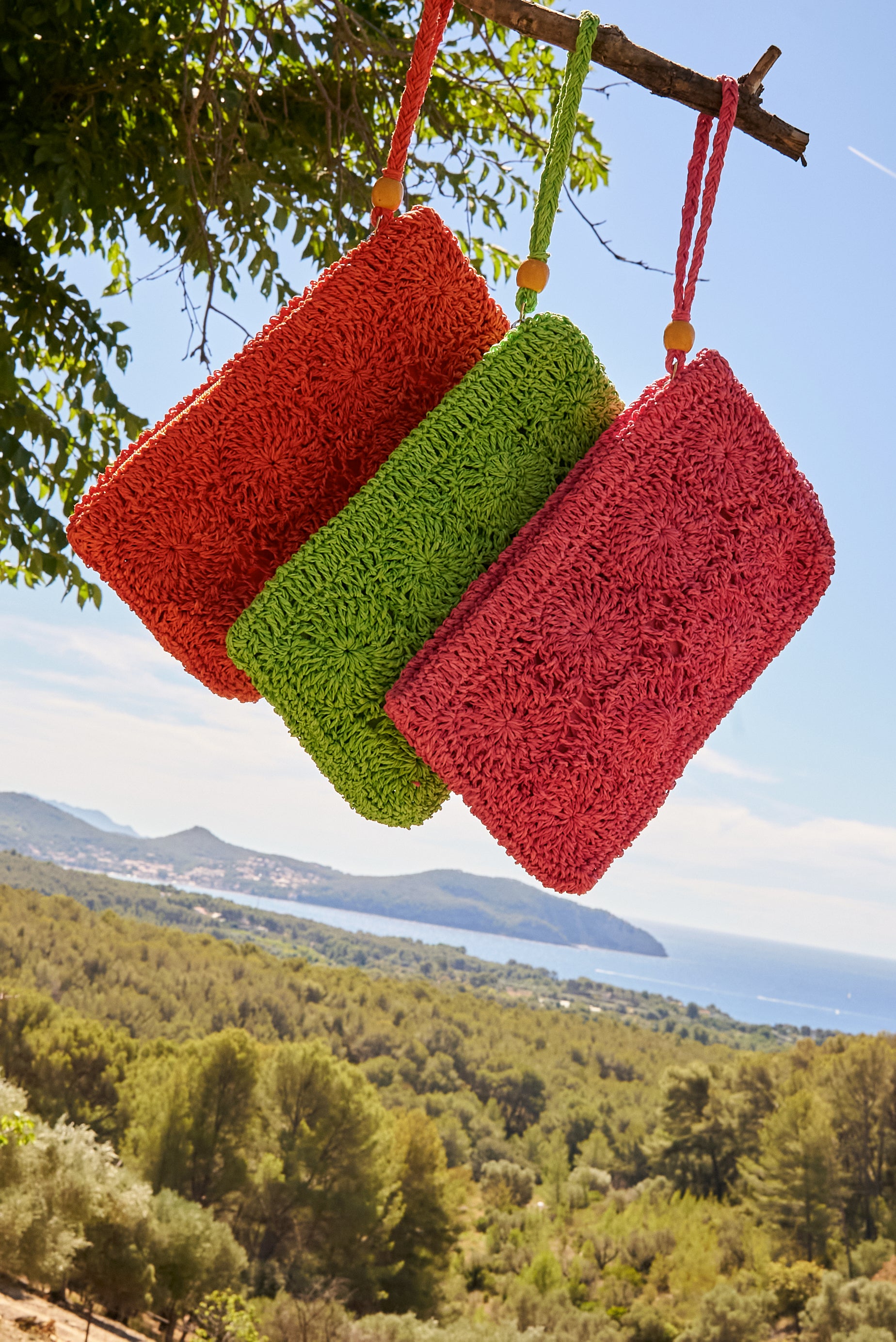 Chicosoleil Biba pochette raffia orange