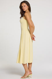 Oh Polly Dresses Livia robe midaxi jaune pastel modal dentelle