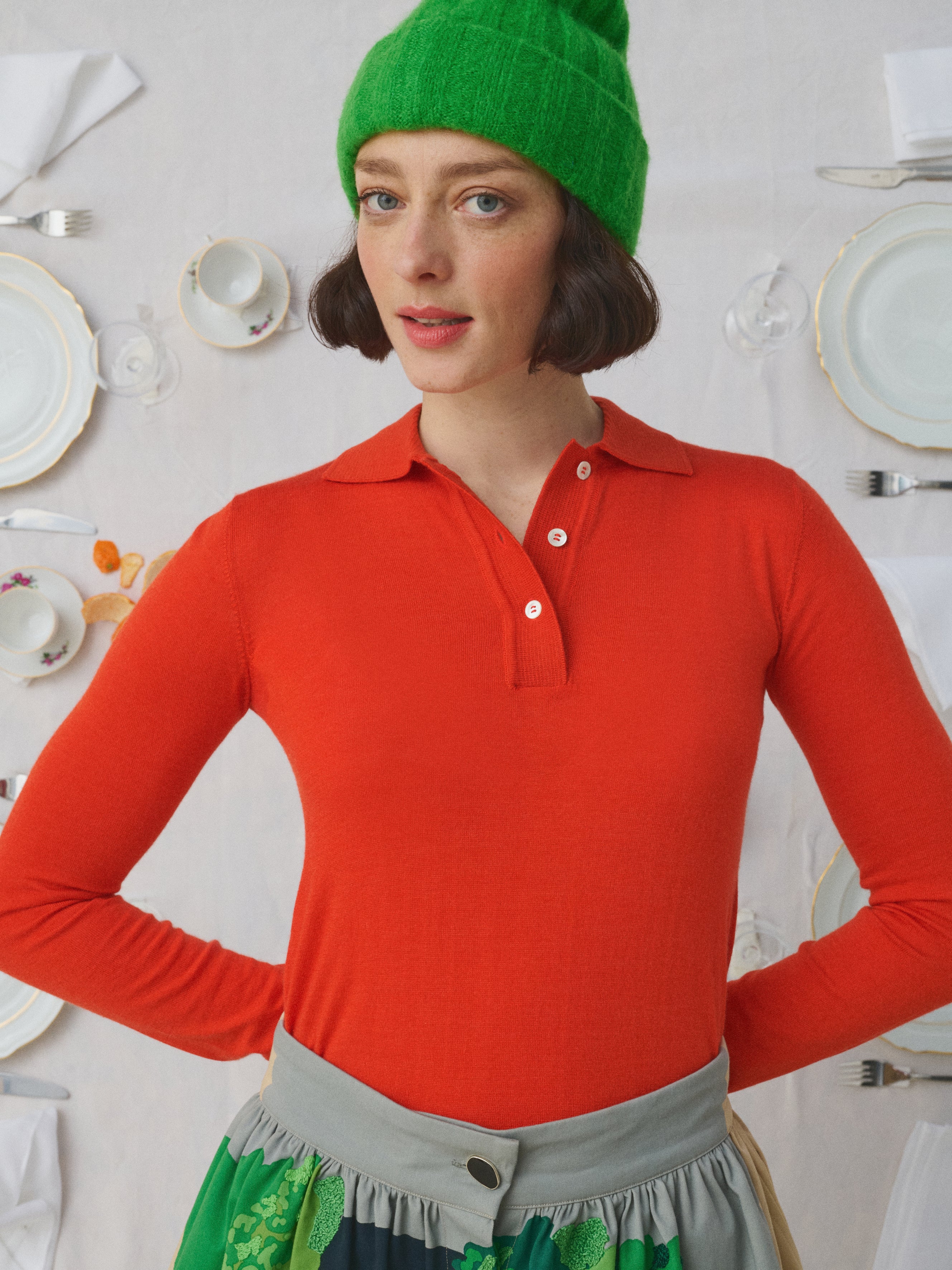 MII À Table Polo pull laine soie marine S-L
