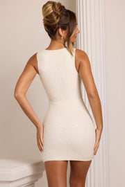 Oh Polly Embellished 7423 robe mini blanche à perles