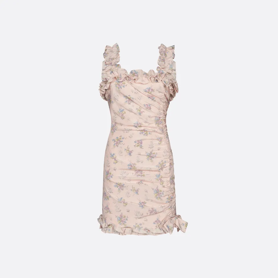 Alessandra Rich Silk Mini robe courte rose clair 40